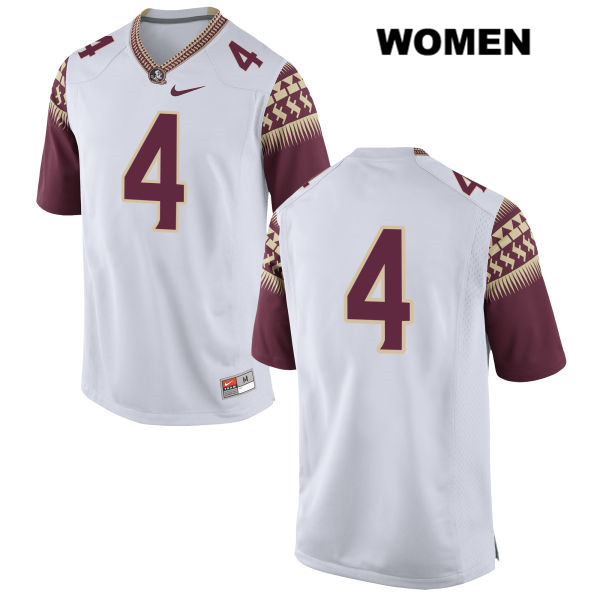 Women's NCAA Nike Florida State Seminoles #4 Tarvarus McFadden College No Name White Stitched Authentic Football Jersey YKX7169UE